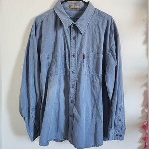 Haggar Blue Casual Button Down Shirt Lightweight Design